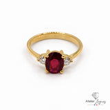 Bijou Bague de fiançailles rubis ovale et diamants en or jaune 18 carats joaillerie legros bijouterie