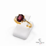 Bijou Bague de fiançailles rubis ovale et diamants en or jaune 18 carats joaillerie legros bijouterie
