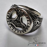 Bijou Chevalière viking en argent avec motif runes Bague runique Homme joaillerie legros bijouterie