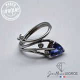 Bijou Bague Or Blanc Diamant et Saphir Troïdia - Céleste Asymétrie joaillerie legros bijouterie