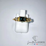 Bijou Bague saphir teal rectangulaire et diamants princesse joaillerie legros bijouterie
