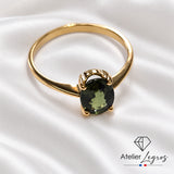 Bijou Bague saphir vert teal ovale solitaire en or jaune 18 carats joaillerie legros bijouterie