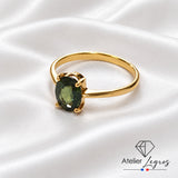 Bijou Bague saphir vert teal ovale solitaire en or jaune 18 carats joaillerie legros bijouterie