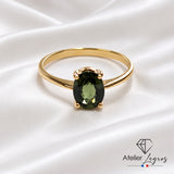 Bijou Bague saphir vert teal ovale solitaire en or jaune 18 carats joaillerie legros bijouterie