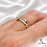 Bijou Alliance 3 ors femme 18 carats finition sablée et effet diamanté largeur 5 mm joaillerie legros bijouterie
