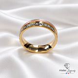Bijou Alliance 3 ors femme 18 carats finition sablée et effet diamanté largeur 5 mm joaillerie legros bijouterie