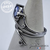 Bijou Bague Or Blanc Diamant et Saphir Troïdia - Céleste Asymétrie joaillerie legros bijouterie