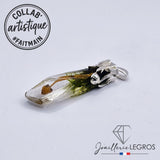 Bijou Pendentif pointe en résine Cristal druidique avec champignon en argent 925 joaillerie legros bijouterie