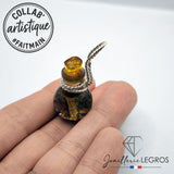 Bijou Pendentif Fiole avec champignon bouchon d'ambre Résine et Argent 925 joaillerie legros bijouterie