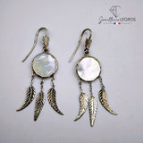 Bijou Boucles d'oreilles attrape rêves Nacre blanche et argent 925 joaillerie legros bijouterie
