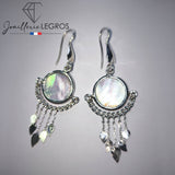 Bijou Boucles d'oreilles attrape rêves Nacre blanche et argent 925 joaillerie legros bijouterie