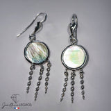 Bijou Boucles d'oreilles attrape rêves Nacre blanche et argent 925 joaillerie legros bijouterie