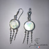 Bijou Boucles d'oreilles attrape rêves Nacre blanche et argent 925 joaillerie legros bijouterie