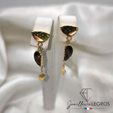 Bijou Boucles d'oreilles pendantes tourmalines bicolores Or 18 carats joaillerie legros bijouterie