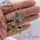 Bijou Boucles d'oreilles Champignon Lichen Résine Epoxy et Argent 925 joaillerie legros bijouterie