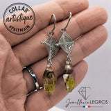 Bijou Boucles d'oreilles Champignon Lichen Résine Epoxy et Argent 925 joaillerie legros bijouterie