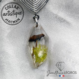 Bijou Boucles d'oreilles Champignon Lichen Résine Epoxy et Argent 925 joaillerie legros bijouterie