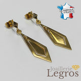 Bijou Boucles d'oreilles pendantes Losanges mobiles en or jaune 18 carats joaillerie legros bijouterie