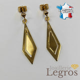 Bijou Boucles d'oreilles pendantes Losanges mobiles en or jaune 18 carats joaillerie legros bijouterie
