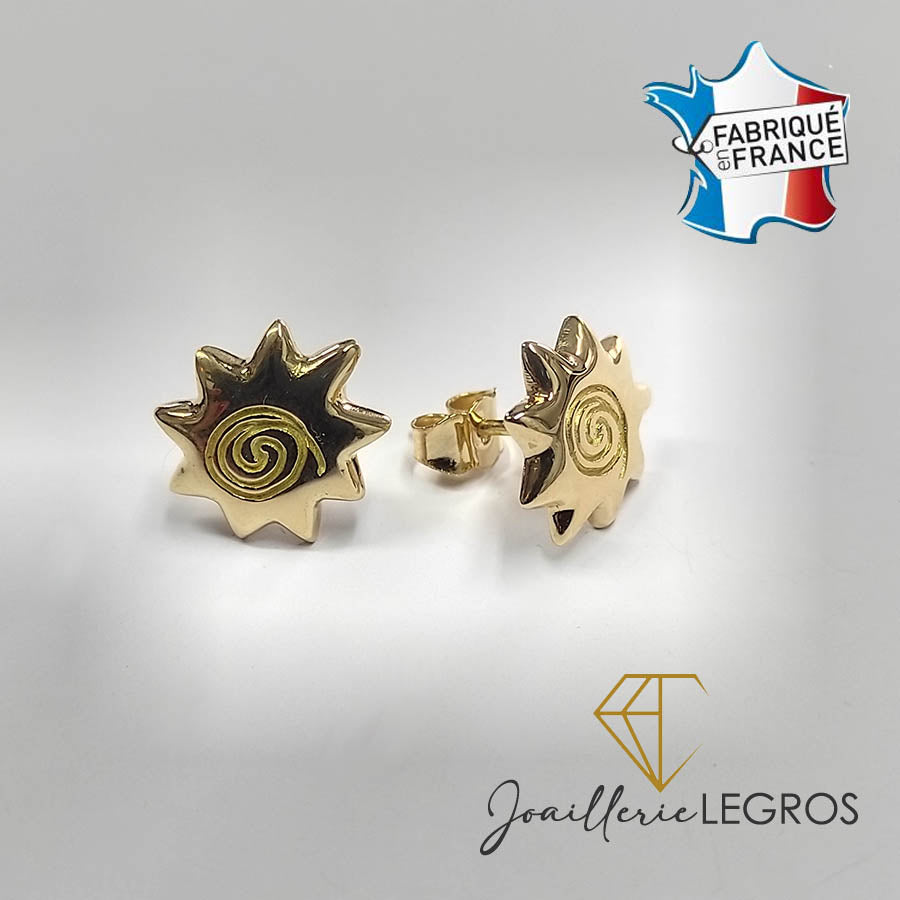 Bijou Boucles d'oreilles soleil spirales en or jaune 18 carats joaillerie legros bijouterie