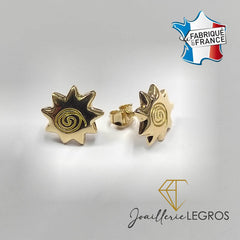 Bijou Boucles d'oreilles soleil spirales en or jaune 18 carats joaillerie legros bijouterie