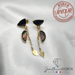 Bijou Boucles d'oreilles pendantes tourmalines bicolores Or 18 carats joaillerie legros bijouterie