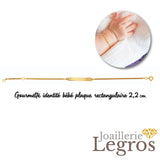 Bijou Bracelet gourmette identité plaque rectangulaire 2,2 cm pour bébé en or jaune 18 ct joaillerie legros bijouterie