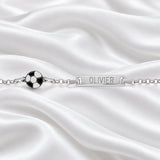 Bijou Bracelet identité argent rhodié plaque droite et ballon de foot 16 cm joaillerie legros bijouterie