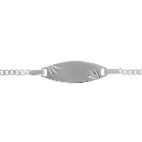Bracelet Identité Bébé Gourmette Ovale Étoile Argent Rhodié 15cm
