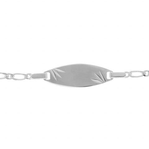 Bracelet identité bébé ovale étoile diamantée argent rhodié 15 cm