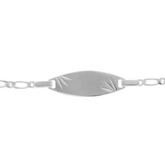 Bracelet identité bébé ovale étoile diamantée argent rhodié 15 cm