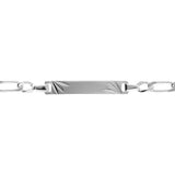 Bracelet identité enfant argent rhodié maille 1+1 plaque diamantée étoile