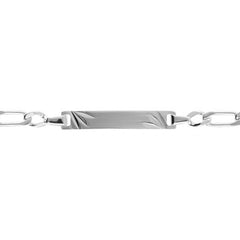 Bracelet identité enfant argent rhodié maille 1+1 plaque diamantée étoile
