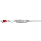 Bracelet identité enfant argent rhodié plaque droite motif voiture maille alternée 16 cm