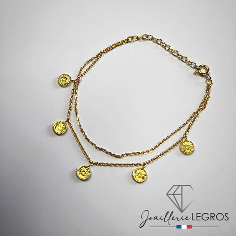 Bijou Bracelet Or Jaune 18 Carats Femme - Fin avec Breloques Pastilles joaillerie legros bijouterie