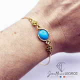 Bijou Bracelet Fleur en or 18 carats et turquoise ovale joaillerie legros bijouterie