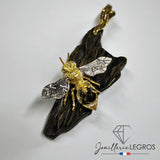 Bijou Pendentif Abeille en or jaune et blanc 18 carats bijou citrine joaillerie legros bijouterie