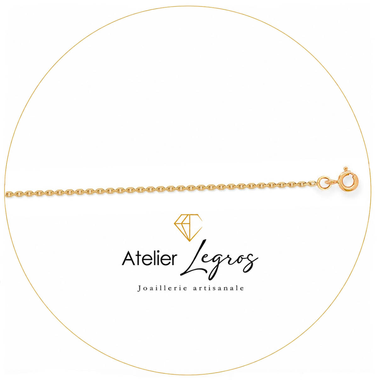 Bijou Chaîne forçat diamantée maille 1,2 mm or jaune 18 carats joaillerie legros bijouterie