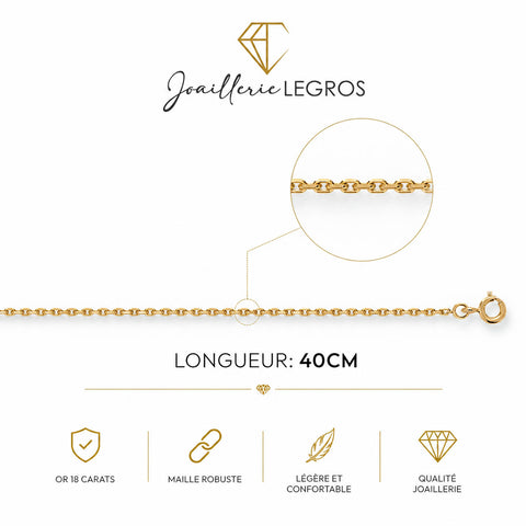 Chaîne forçat diamantée 1,4 mm or jaune 18 carats