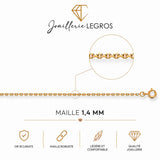 Chaîne forçat diamantée 1,4 mm or jaune 18 carats