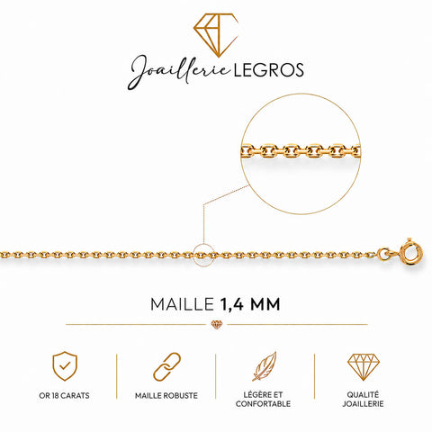 Chaîne forçat diamantée 1,4 mm or jaune 18 carats