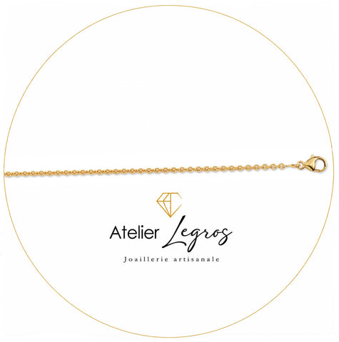 Chaîne or jaune maille forçat ronde 1,7 mm 18 carats