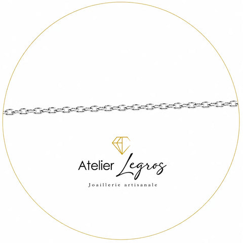 Chaîne forçat diamantée 1,2 mm or blanc (or gris) 18 carats