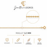 Chaîne forçat diamantée 1,2 mm or jaune 18 carats