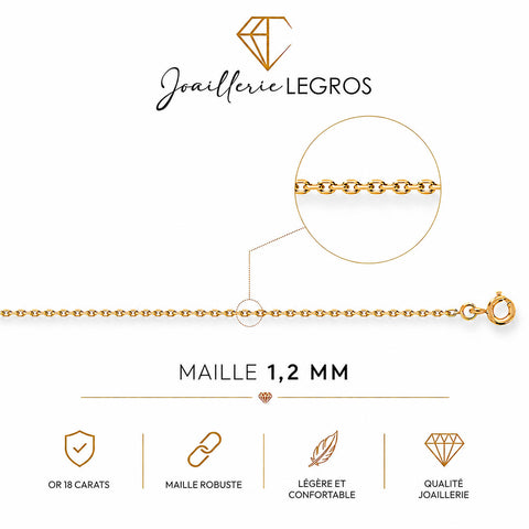 Chaîne forçat diamantée 1,2 mm or jaune 18 carats