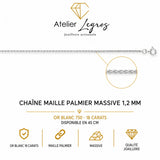 Chaîne maille palmier massive 1,2 mm or blanc 18 carats 45cm