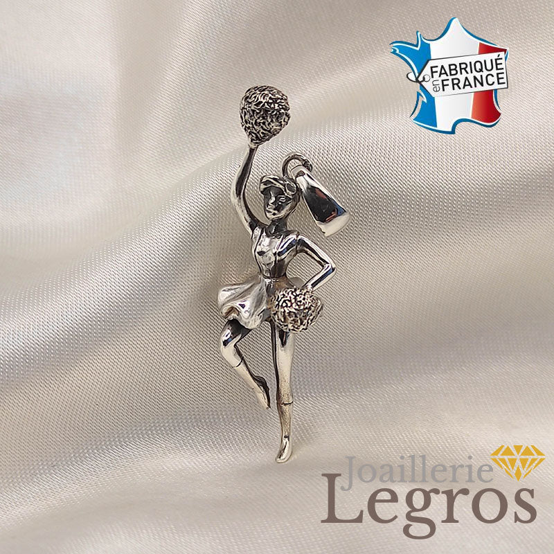 Bijou Pendentif Cheerleader Pom-Pom Girl en argent 925 joaillerie legros bijouterie