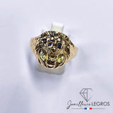 Bijou Bague tête de lion or 18 carats : chevalière avec saphirs joaillerie legros bijouterie
