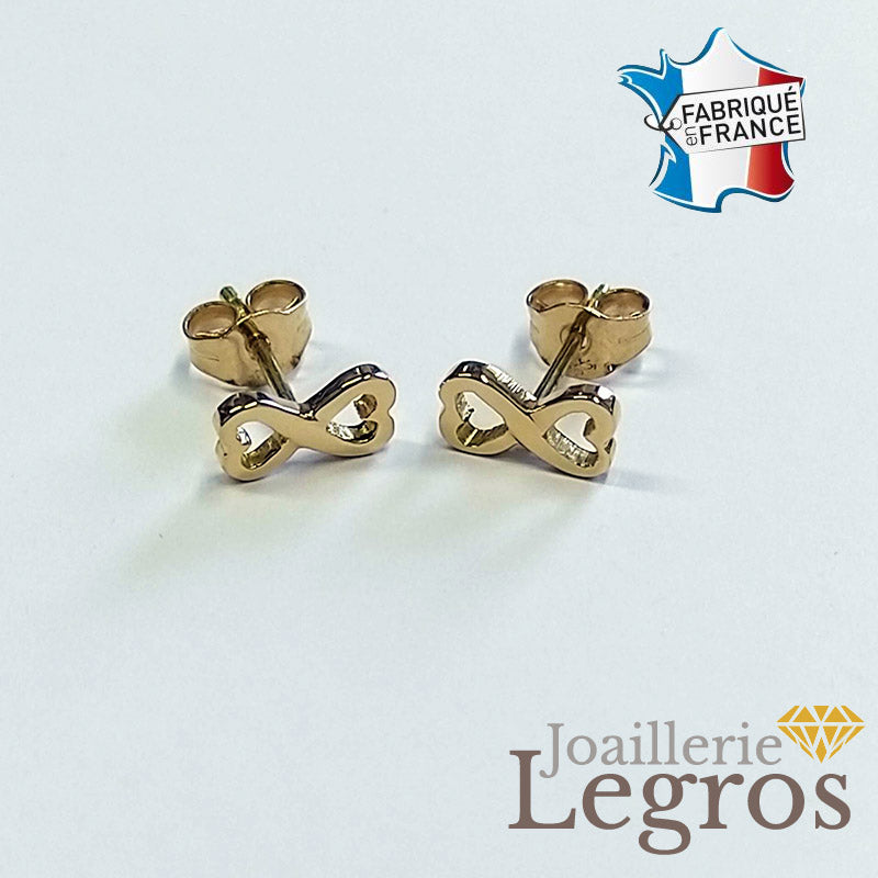 Bijou Boucles d'oreilles infinis coeurs en or jaune 18 carats joaillerie legros bijouterie