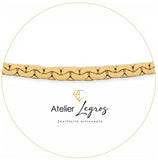Collier en chute maille forçat haricot 5.6 mm or jaune 18 carats 42cm